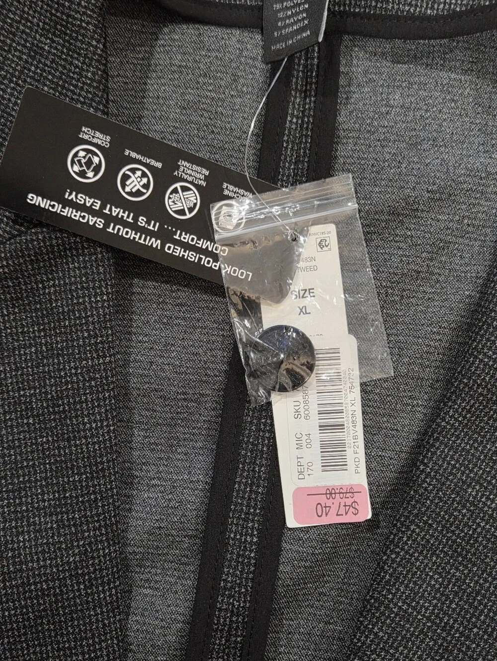 Investments Charcoal Textured Single-Button Blazer
